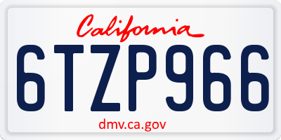 CA license plate 6TZP966