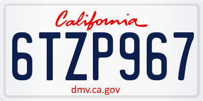 CA license plate 6TZP967