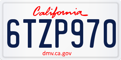 CA license plate 6TZP970