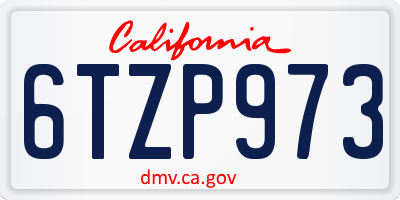 CA license plate 6TZP973