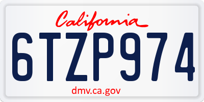 CA license plate 6TZP974