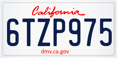 CA license plate 6TZP975