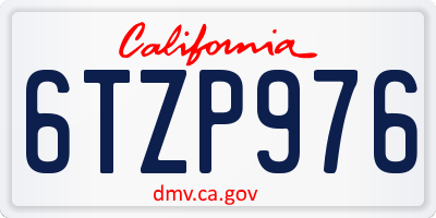 CA license plate 6TZP976