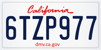 CA license plate 6TZP977