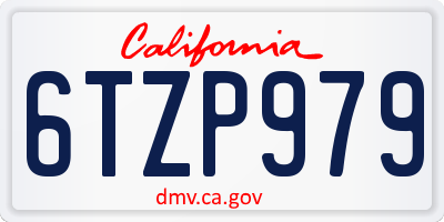 CA license plate 6TZP979