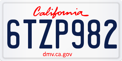 CA license plate 6TZP982