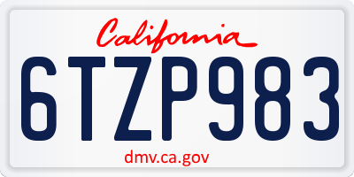 CA license plate 6TZP983