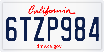 CA license plate 6TZP984