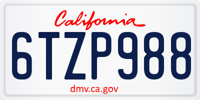 CA license plate 6TZP988