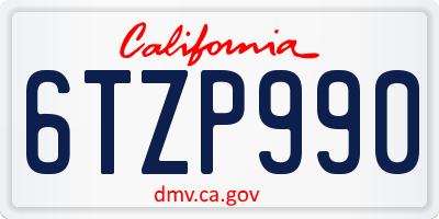 CA license plate 6TZP990
