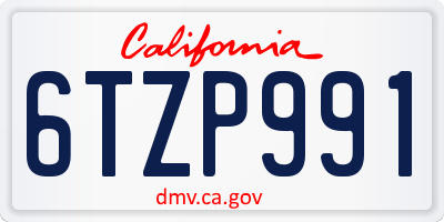 CA license plate 6TZP991