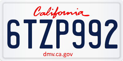 CA license plate 6TZP992