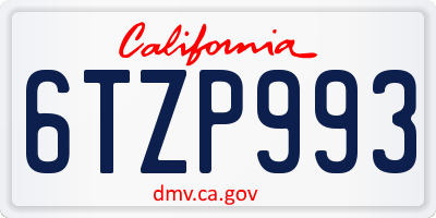 CA license plate 6TZP993