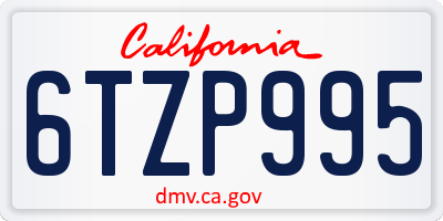 CA license plate 6TZP995