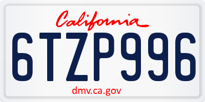 CA license plate 6TZP996