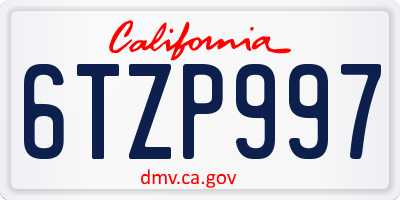 CA license plate 6TZP997
