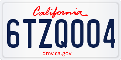 CA license plate 6TZQ004