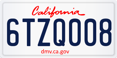 CA license plate 6TZQ008