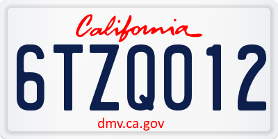 CA license plate 6TZQ012