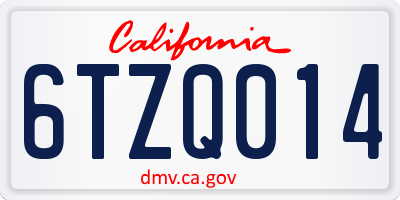 CA license plate 6TZQ014