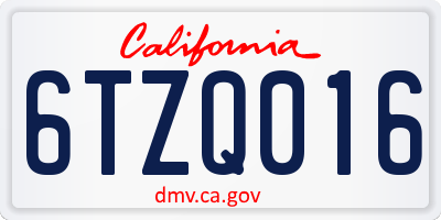 CA license plate 6TZQ016