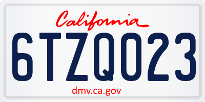 CA license plate 6TZQ023