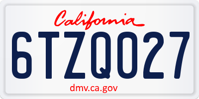 CA license plate 6TZQ027