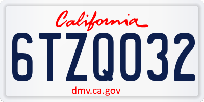 CA license plate 6TZQ032