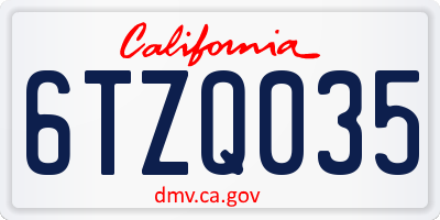 CA license plate 6TZQ035