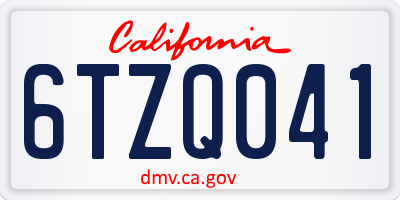 CA license plate 6TZQ041