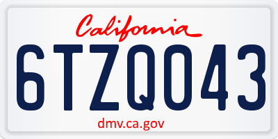 CA license plate 6TZQ043