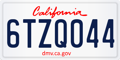 CA license plate 6TZQ044