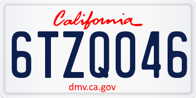 CA license plate 6TZQ046
