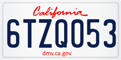 CA license plate 6TZQ053
