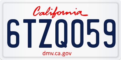 CA license plate 6TZQ059