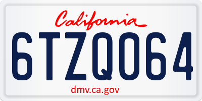 CA license plate 6TZQ064
