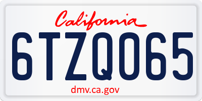 CA license plate 6TZQ065