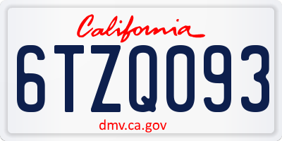 CA license plate 6TZQ093