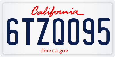 CA license plate 6TZQ095