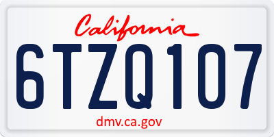 CA license plate 6TZQ107