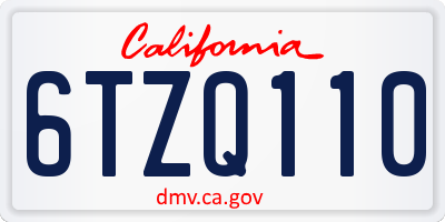 CA license plate 6TZQ110