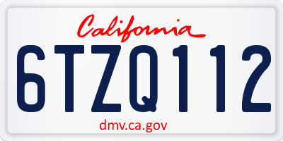 CA license plate 6TZQ112