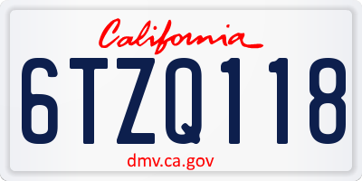 CA license plate 6TZQ118