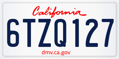 CA license plate 6TZQ127