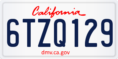 CA license plate 6TZQ129
