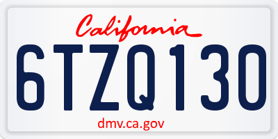CA license plate 6TZQ130
