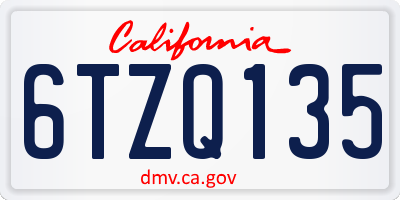 CA license plate 6TZQ135