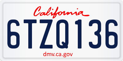 CA license plate 6TZQ136