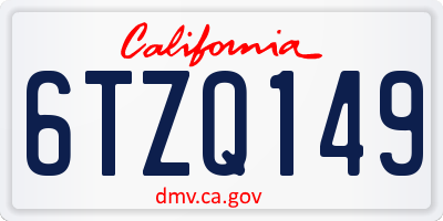CA license plate 6TZQ149