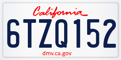CA license plate 6TZQ152